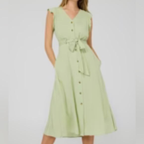 Suzy shier flutter sleeve midi button up dress - Picture 1 of 3